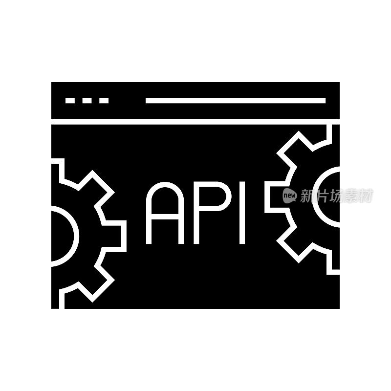 API接口图标固体样式。矢量图标设计元素的网页，移动应用程序，UI, UX设计